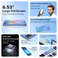 UMIDIGI A11 Smartphone 6.53 "HD + Android 11 wersja globalna 16MP aparat 3GB/4GB 64GB/128GB Helio G25 Octa Core 5150mAh telefon komórkowy 2